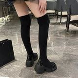 Autumn Winter Stretch Over The Knee Boots for Women Thick Heels Knitted Sock Boots Woman Slip On Platform Long