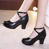 2023 Fashion Women Pumps With High Heels For Ladies Work Shoes Dancing Platform Pumps Women Genuine Leather Shoes Mary