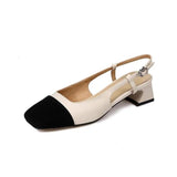 New Colorblock Splicing Shallow Mouth Fashionable and Simple Style Outwear Women's Sandals High Heel Single Shoes