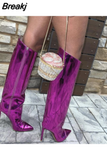 Boots Sexy Runway Stilettos Pointed Toe Women High Boots Candy Colors High Heels Shoes Side Zipper Long Botas Mujer