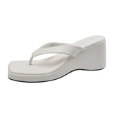 Square Toe Wedge Flip Flops Women Korean Style Clip Toe Platform Sandals Woman Summer 2023 Outdoor Non Slip Beach