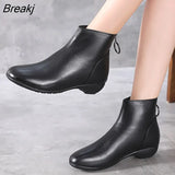 New Women Real Leather Ankle Boots Soft Bottom Zipper Shoes Woman Winter Warm Shoes Fashion Short Boots Big Size