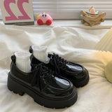 Leather Thick-Soled Love Shoes Women's 2024 New Muffin Lace Up Jk College British Style Small Leather Shoes Women's Singles