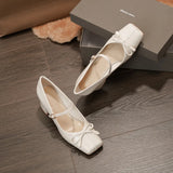 Vintage Lacquered Leather Mary Jane Shoes 2024 New Temperament High-Heeled Shoes With Skirt Evening Breeze Gentle