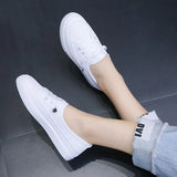 Low Platform Sneakers Women Shoes Female Pu Leather Walking Sneakers Loafers White Flat Slip On Vulcanize Casual
