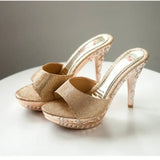 Women Sandals Rhinestone Women Shoes Sexy High Heels Shoe Ladies Sandalias Gold Silver Women Slippers Heeled Sandals
