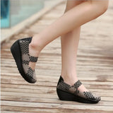 Women Shoes 2023 Fashion Mesh Breathable Sport Sandals Summer Wedge Platform Lace Sneakers Female Weave Casual Shoes