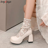 Retro Cross-Tie Pumps Spring Elegant Mary Janes Round Toe Shoes Ladies Fashion Sweet Lolita Shoes wedding party
