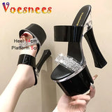 Rhinestone Fashion Women Shoes Summer Thick Platform Sandals Plus Size Europe And America Slippers Sexy Model High