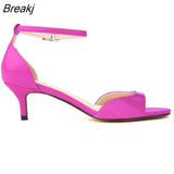 Women Sandals Summer Sexy 5cm Low High Heels Fashion Buckle Ankle Sandal Party Wedding Shoes Woman Open Toe