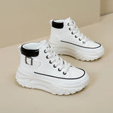 Women High Top Boots 2024 Spring Lace-up Platform Sneakers Non-slip Sneakers Comfy Outdoor Running Shoes Casual Tenis De