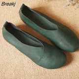 2023 Vintage Handmade Shoes Leather Flats Women Shoes Shallow Mouth Casual Fashion Women Shoes Plus
