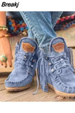 Women Ankle Boots Ladies Suede Shoes Tassel Single Boots Pop Tide Silp-on Boho Boots Women Flat Shoes Cowboy Shoes Short