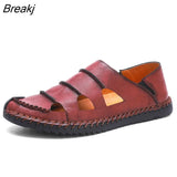 Size Men's Sandals Men's Hollow Breathable Outdoor Casual Leather Shoes Men's Trend Elastic Belt Driving Leather