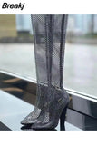 Women's Boots Crystal Shoes 2023 Ladies Party fashion Over The Knee Boots Female High Heels Rhinestone Thigh Boots