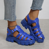 Womens Summer Sandals Hollow Flat Thick Bottom Roman Womens Sandals Buckle Womens Shoes Non-slip Outdoor Beach Shoes 2023