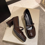 High-Heeled Fairy Mary Jane Shoes Spring 2024 New Vintage Medium-Heeled JK Shoes Lori Black Single
