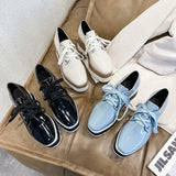 Breakj New Women Flat Platform Shoes Slip on Moccains Ladies Casual Shoes Woman Thick Sole Brogue Creepers Frenulum