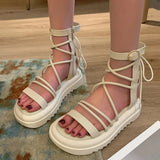 Summer Fashion Simple Thick Bottoming Retro Womens Flat Sandals with Heel Strap Slip on Sandals for Women Wide