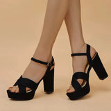 Women's Thick High Heels Sandals Summer Shoes 2023 Open Toe Platform Gladiator Sandals Women Flock Pumps Plus Size