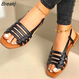 Summer New Women Sandals Hollow Roman Flat Sandals Open Toe Casual Beach Women's Shoes Outdoor Sandals Zapatos Para