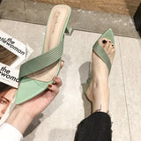 Queen Gladiator Sandals knit Women Jelly Transparent PVC Sandals Pointed Toe High Heels Party Cross Women Sandals
