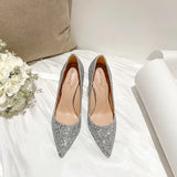 High Heels Women Sequins Thin Stiletto Banquet Wedding Shoes 2024 New Autumn /Winter Sexy Pointed Toe Ladies Party