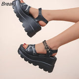 2023 Summer Platform Sandals for Women Sweet Gothic Punk Heart Chain Buckle Comfy Wedge Sandals Woman Shoes Zapatillas