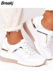 Women Sneakers 2023 Leopard Print Lace-Up Women's Vulcanize Shoes Platform Sports Ladies Sneakers Breathable Plus Women