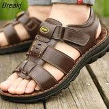 Leather Men Sandals Male Summer Shoes Outdoor Casual Sandal Cowhide Beach Shoes Classic Non-slip Men's