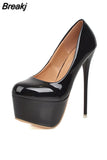Heels Wedding Shoes Woman Sexy Thin High Heels 16cm Pumps Women Patent Leather Ladies Shoes Plus Size Talon