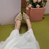 For Women 2023 Pointed Toe String Bead Shoes Lace Ladies' Slippers Pantofle Flat Cover New Slides Fabric Rome Basic