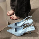 Breakj Salt Blue Sense French Temperament Baotou Sandals Women 2025 Spring And Summer New Fine Heel Head Back Empty Single