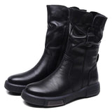 Breakj Mid-Kellow Martin Boots New Autumn/Winter Flat Bottom Boots Head-Skin Retro Knight Single