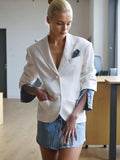 Temperament Commuting Style High-End Suit Suit 2025 Summer New Personality Splicing Denim Design Blazer