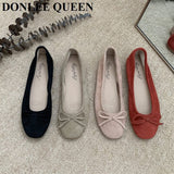 Brand Flats Ballet Women Shoes Classic Round Toe Flat Ballerina Female Bow Casual Slip On Loafer Soft Moccasin Fashion