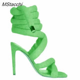Snake Strap Long Shoes Women's Sandals Summer 2024 Sexy Stiletto Heel Stripper Shoes Star Style Slingback Heeled