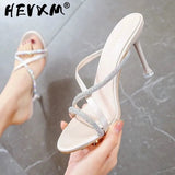 High Heels Thin Heels Slipper Women Summer Party Shoes Woman Wedding Fashion Jelly Open Toe Mary Janes Mules