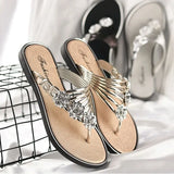 Women Fashion Peep Toe Silver High Quality Anti Skid Beach Sandals Lady Casual Golden Crystal Summer Home Sandals
