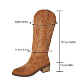 Breakj Large-Size Retro Embroidery V-Mouth Martin Boots Women Autumn And Winter Coarse And Mid-Clinity Net Red Knight