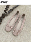 Brand Flats Ballet Women Shoes Classic Round Toe Flat Ballerina Female Bow Casual Slip On Loafer Soft Moccasin Fashion