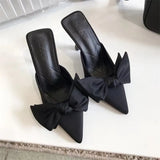 Style Butterfly-knot Mules Women Slippers Elegant Pointed Toe Thin High Heels Ladies Summer Fashion Party Prom