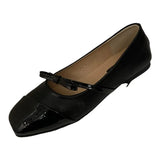 Mary Jane Shoes Women's Shoes 2024 Spring And Autumn New Bowknot Square Head Shallow Mouth Soft Flat Sole Single