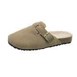 Breakj Plus Velvet Birken Shoes Women 2025 Autumn And Winter New Lazy Bag Head Half Slippers Fashion Wearing Wool Cotton