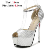 Sandals Women Shoes 2023 Gladiator High Heels 12CM Platform Sandals Pumps Peep Toe Ladies Shoes Party Bridal Wedding