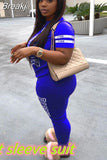 Pink Letter Print Women Two Piece Set Casual Sport Tracksuit Short Sleeve Top + Jogger Sweatpant Suit Plus Size Outfits