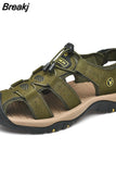 Men Summer Shoes Genuine Leather New Men Sandals Beach Fashion Slippers Outdoor Non-slip Casual Driving Shoes Big Size