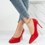 Black High Heels Fashion Thin Heels Pumps Patent Leather Red Sole Single Shoes Wedding Banquet High Heel Pumps Plus Size