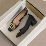 Square-Headed High Heels For Women In Spring And Autumn 2024 New Professional Work Shoes Temperament Fairy Style Single Women's Thick