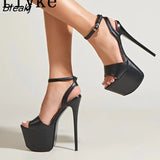 Summer Fashion Open Toe Platform High Heels Sexy 17CM Sandals Women Ankle Buckle Strap Party Nightclub Stripper Shoe